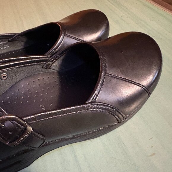 Womens Dansko Black Leather Mary Jane Clogs  EU Size 40  US Size 9.5/10 - Picture 4 of 10